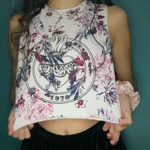 Floral wild heart 1979 crop top